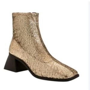 NEW $129 Katy Perry Collections The Lolette Stretch Gold Ankle Boot 6.5M